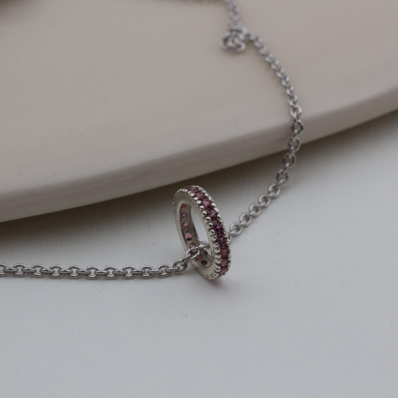 Silver single pave charm