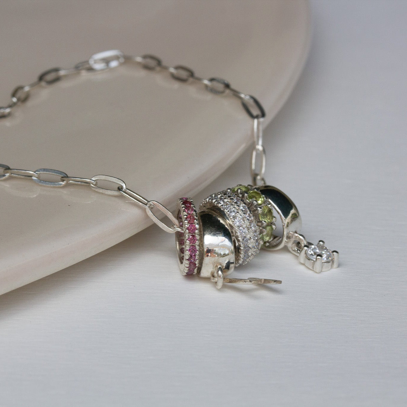 Silver Double Pave charm